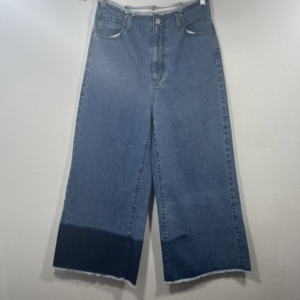 Pants Womens 30 High‎ Waist Wide Leg Fray Hem Denim Baggy